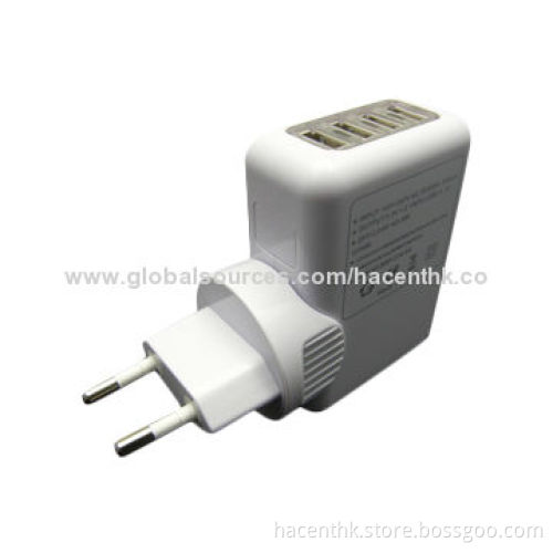 4-port USB to AC Wall Charger/Plug Adapter with 5V/2A Output
